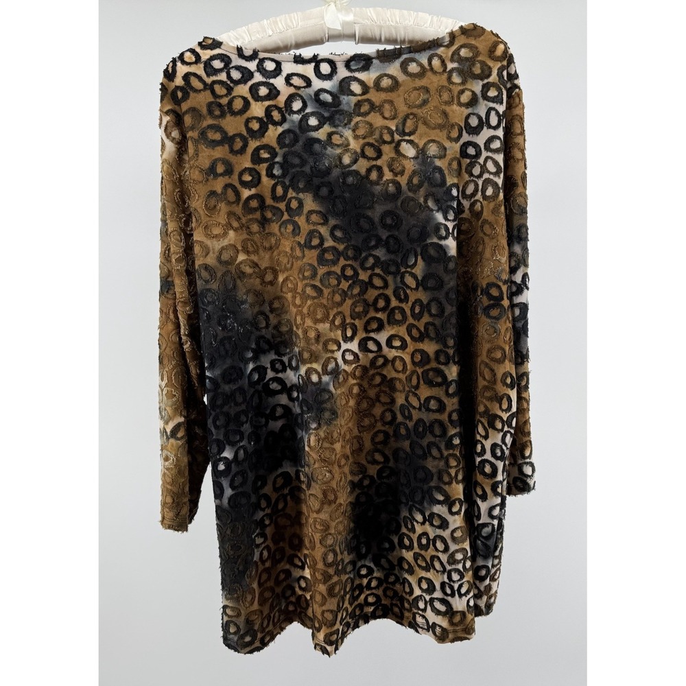 Ruby Rd 2X Animal Print Burnout Tunic Top Boho Stretch Plus Sheer Chic Resort - Picture 5 of 8